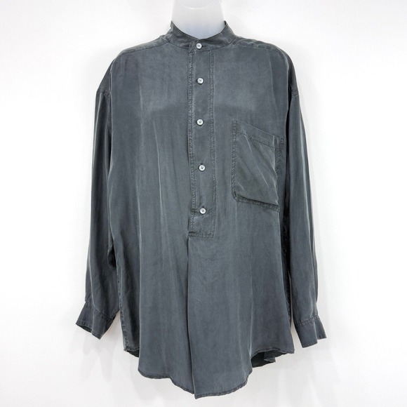 Structure Top Women's S Gray VTG 90s Y2K‎ 100% Silk Popover Minimalist Oversized - Picture 1 of 14